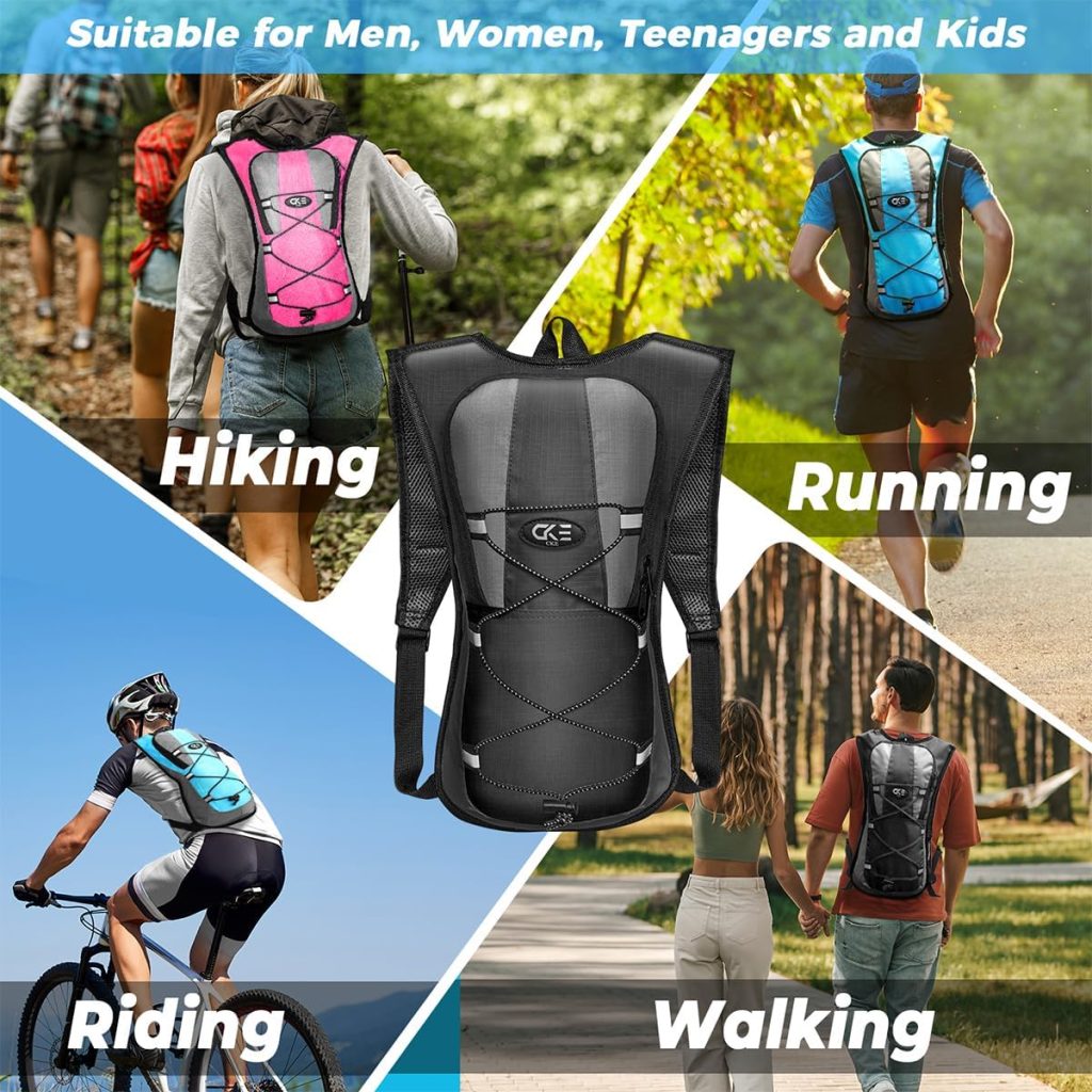 CKE Hydration Backpack Hydration Pack Water Backpack with 2L(70-Ounce) Hydration Bladder for Men Women Kids for Running Hiking Biking Climbing