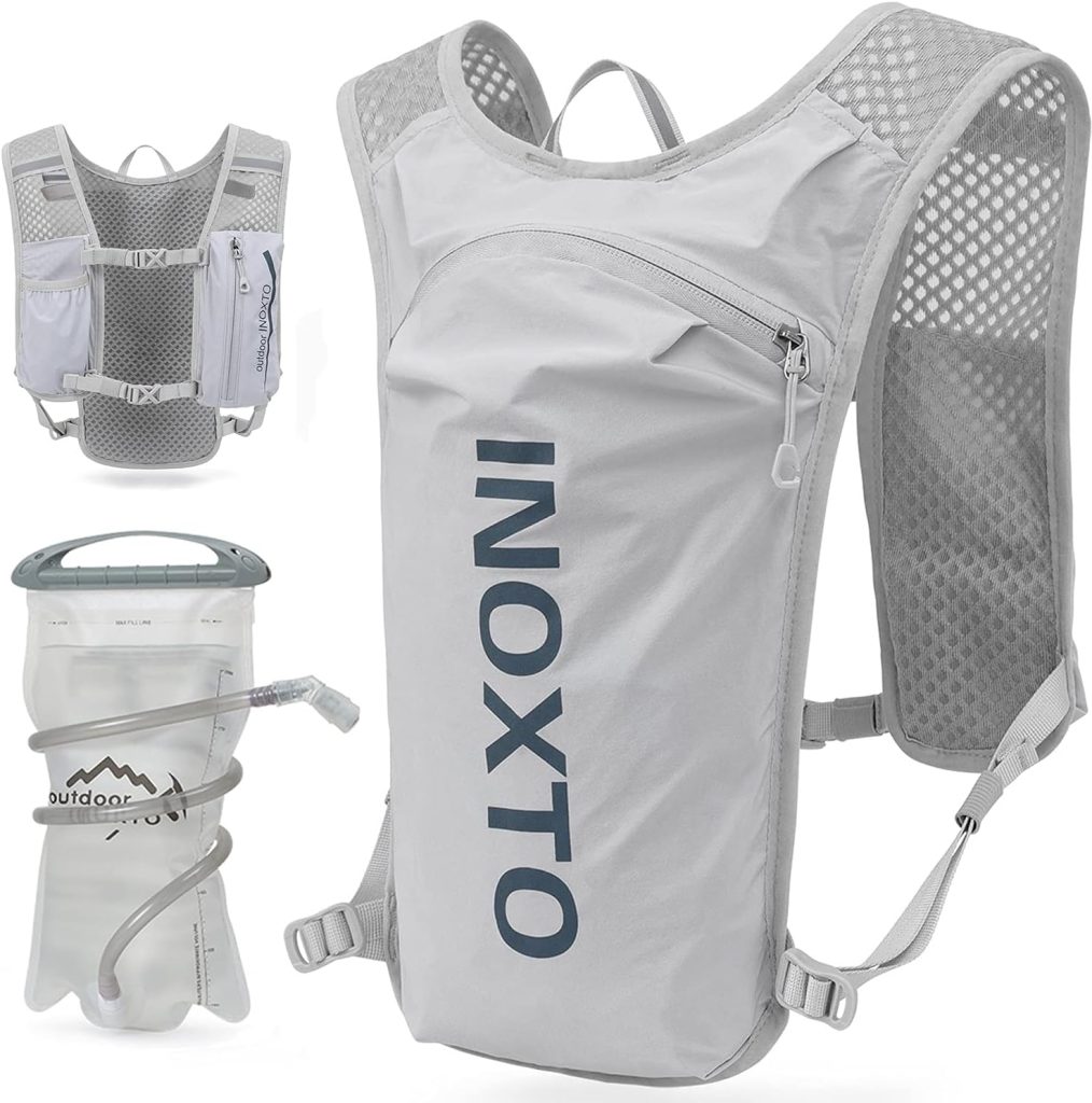 INOXTO Running Hydration Vest Backpack,Lightweight Insulated Pack with 1.5L Water Bladder Bag Daypack for Hiking Trail Running Cycling Race Marathon for Women Men
