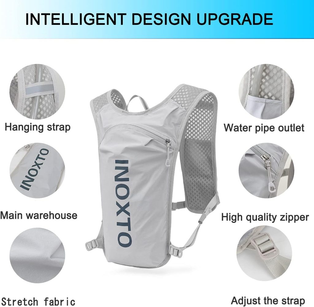 INOXTO Running Hydration Vest Backpack,Lightweight Insulated Pack with 1.5L Water Bladder Bag Daypack for Hiking Trail Running Cycling Race Marathon for Women Men