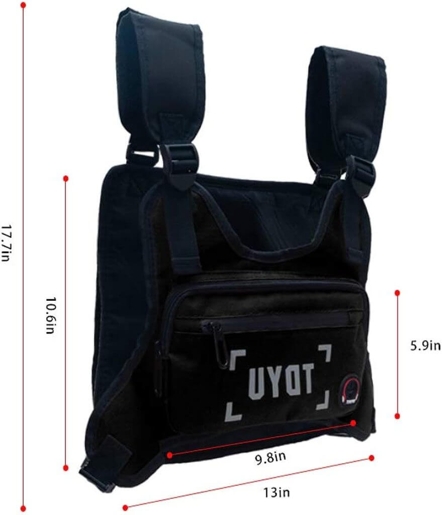 Klykon Sport Chest Bag for Men Fashion Chest Rig Bag Pack Harness Reflective Utility Light Bags for Men Women Night Running Exercise Hiking (Black)