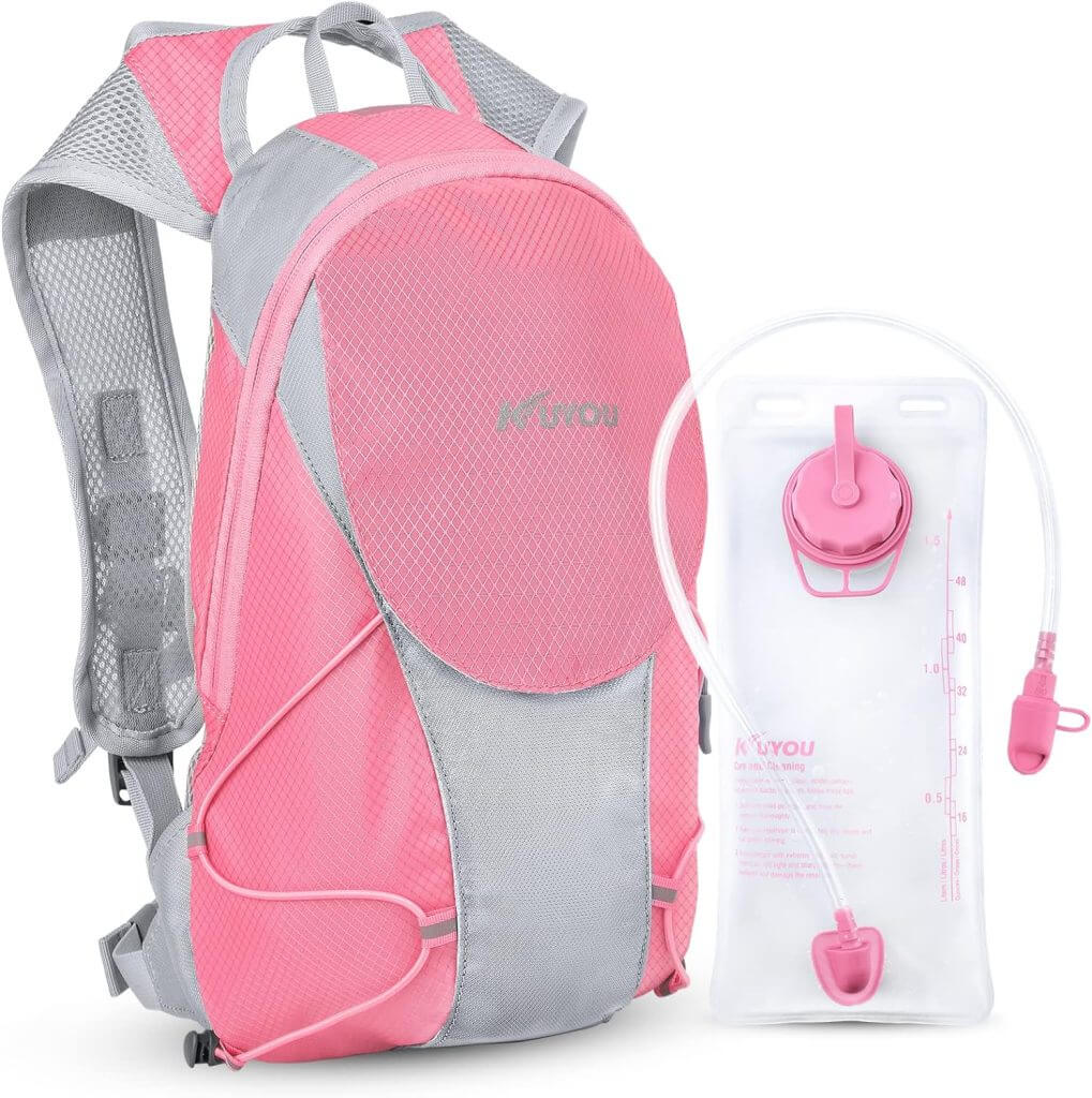 KUYOU Hydration Pack for Kids Hydration Water Backpack with 1.5L Hydration Bladder Lightweight Insulated Water Pack for Festivals Raves Hiking Biking Climbing Running