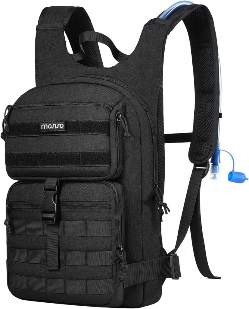 MOSISO Tactical Hydration Pack Backpack, Lightweight Military Daypack Water Backpack Rucksack Bag with 3L Water Bladder