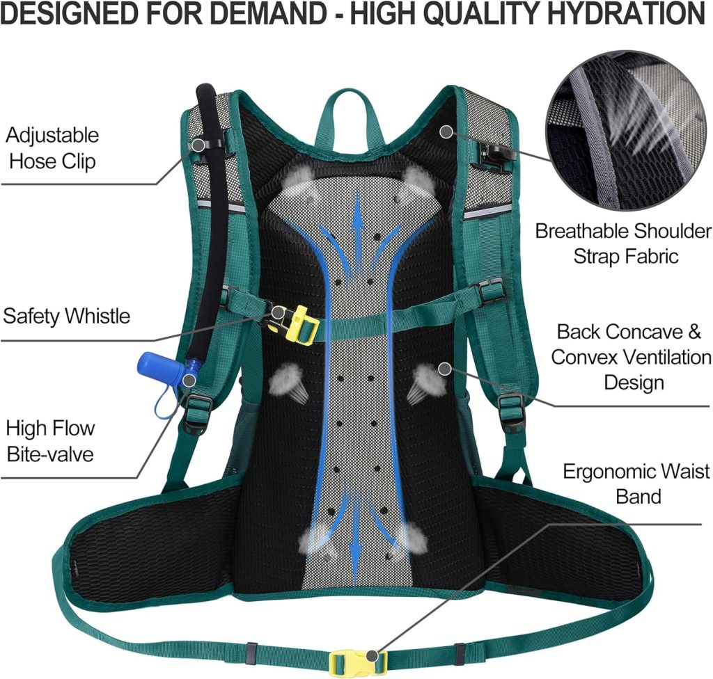 N NEVO RHINO Hydration Backpack, Hydration Pack, Insulated Hiking Backpack with Water Bladder 3L for Hiking Cycling Running Biking Camping