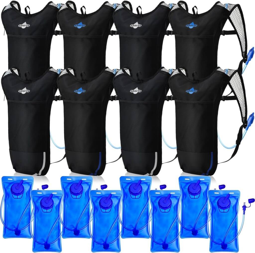 Sweetude 8 Pcs Hydration Backpack Pack with 2L Water Bladder Set Backpack Hydration Pack with Hydration Bladder Cycling Biking Hiking Running Climbing Water Backpack for Kids Men and Women